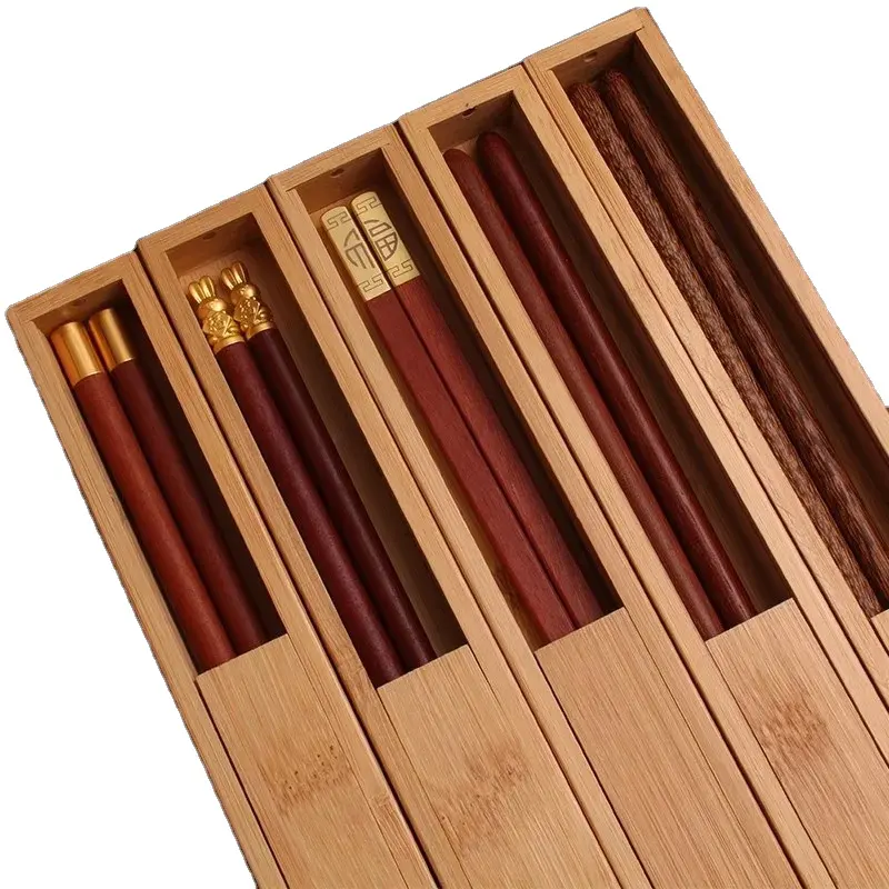 Boîte d'emballage en bois rectangle avec couvercle coulissant boîte en bambou pour baguettes