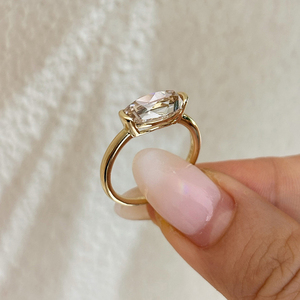 แหวนเพชร Aazuo Fine Jewelry Lab Grown Diamond 2.0 กะรัต ทองคำแท้ 18K รูปทรงวงรี ดีไซน์ดั้งเดิม สำหรับสาวๆ ในวันเกิดหรือวันวาเลนไทน์ - Product Image 3