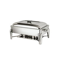 Oulu Hot Sale Wadah Pemanas Makanan Persegi Panjang 9L Emas Tak Terlihat dari Baja Anti Karat dengan Panci Tunggal/Bersekat untuk Restoran Buffet