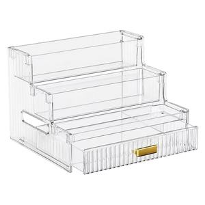 Boîte de rangement cosmétique pour animaux de compagnie, étagère de bureau à 3 niveaux avec tiroirs, organisateur de rouge à lèvres et de parfums - Product Image 2