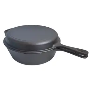 预售26厘米野营炊具2合1多铸铁煎锅和荷兰烤箱套装铸铁组合炊具
