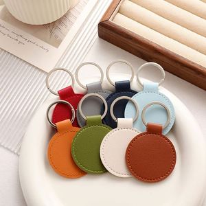 Round PU Leather Keychain Keyring Accessories Metal Keychain Pendants Logo Printing Wholesale & OEM Services for <b>Gifts</b> - Product Image 3