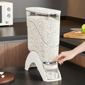 Rice <b>Storage</b> Box Sealed Moisture Proof With Press Lid For Kitchen Cabinet Use Rectangle Shape White Color - Product Image 2