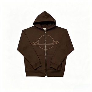 Veste oversize de luxe pour homme, style sport, en maille 100% coton imprimée, collection automne 2026, motif crème brisée planète, mode américaine - Product Image 4