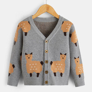 Áo len cardigan trẻ em chất liệu cotton nguyên chất, kiểu dáng mới, họa tiết hoạt hình, dành cho bé trai và bé gái - Product Image 1