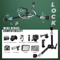 YUANYUJINGMI Kit de fixation professionnel Magic Arm en alliage d'aluminium durable, flexible, rotatif à 360°, réglable, avec adaptateur GoPro à vis 1/4 pouce