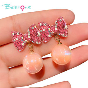 2025 etiqueta privada personalizada Día de San Valentín linda chica colorido Rhinestone perla colgante pendientes listos para enviar - Product Image 5