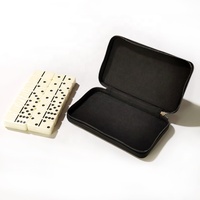 Dominos Double 6 pour les jeux de famille Double Six Standard Domino Game Set 28 Tiles dans un étui en cuir véritable