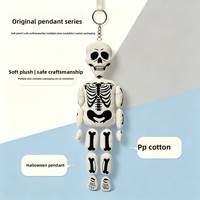Nouveau produit haut de gamme : Porte-clés pendentif squelette d'Halloween en peluche, os blancs, pour une ambiance amusante, cadeau mignon pour enfants