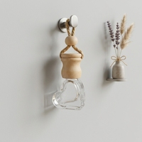 Flacons de parfum pour voiture en verre carré haut de gamme de 6 ml avec logo personnalisé imprimé, couvercle en bois, diffuseur de parfum suspendu, diffuseur à bâtonnets