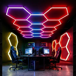 Lámparas LED RGB de Panal Personalizadas para Decoración de Interiores, 4 Rejillas, DC24V 34W, Regulables con Control Remoto, Hexagonales, IP55, 6500K, Luces para Garaje - Product Image 1