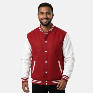 Factory Wholesale High Quality Baseball Collar Varsity Jacket <b>Top</b> Fashion Designer Letter Graphic Striped Trim Jacket for Men - Product Image 1
