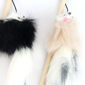 Juguete para Gatos Ecológico de 40 cm, Estilo Clásico Simple, de Madera y Plástico, con Plumas y Ratón, para Jugar - Product Image 4