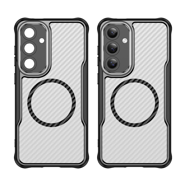 New Design Cases for Samsung S24 FE S25 S25 Ultra A06 A16 Magnetic Matte Wireless Charging Carbon Fiber Texture Phone Case