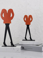 Figurine abstraite nordique, décoration de bureau, pièce d'exposition pour meuble TV et étagère, en métal et marbre, semi-fait main, thème personnages