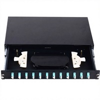 Kotak Terminal Serat Optik ODF Tipe Geser 1U 19'' Berkualitas Tinggi CE/RoHS, Panel Patch Serat Optik 24 Port