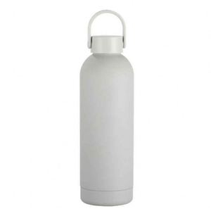 Minimalist White Stainless Steel Vacuum Insulated Water Bottle with Handle for Travel - Product Image 2