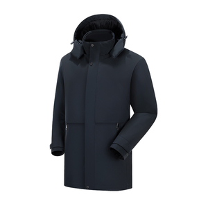 Veste d'affaires mi-longue à capuche <span class=keywords><strong>pour</strong></span> <span class=keywords><strong>homme</strong></span>, <span class=keywords><strong>en</strong></span> duvet, grande taille, confort toute la journée, anti-rétrécissement, anti-plis, séchage rapide - Product Image 3