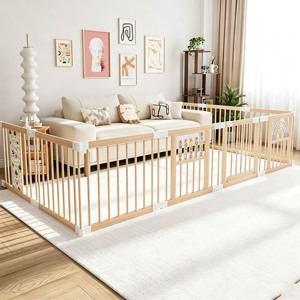 Parc de jeu pour bébé pliable multi-formes (cercle, carré) avec jouets, en bois naturel, pour enfants - Product Image 2