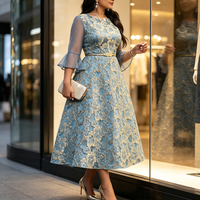 Robe longue décontractée pour femme, nouvelle collection, imprimée, col rond, manches évasées, élégante et noble, idéale pour les soirées.