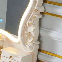 Table de toilette européenne, table de maquillage pour chambre principale, bois massif, crème, princesse, armoire de rangement haut de gamme