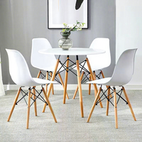 Table à manger ronde en plastique imperméable au design moderne et épuré pour la maison, l'appartement, le balcon, les salles de conférence et l'usage commercial – Mobilier de salle à manger