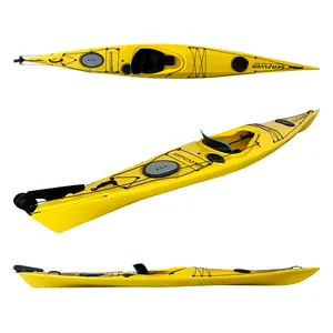 TOLEE 15ft 1 persona sea kayak made in China sedersi In Sea Fishing Kayak con vendita ocean canoa con timone surf ski