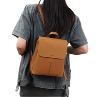 Sac à dos mini texturé en cuir véritable, style vintage, léger et luxueux, avec fermeture éclair, nouveau, polyvalent, pour femme, idéal pour les trajets quotidiens.