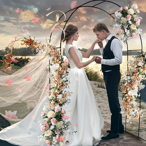 8ft Tall Iron Wedding Arch <strong>Background</strong> Stand - Heavy-Duty Floral &amp; Balloon Frame with Vine Support Hooks (Powder-Coated Black) - Product Image 4