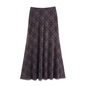 SHENZHU Vêtements <span class=keywords><strong>Femme</strong></span> 2025 Nouvelle Collection Printemps <span class=keywords><strong>Jupe</strong></span> <span class=keywords><strong>Longue</strong></span> Taille Haute à Carreaux en <span class=keywords><strong>Tulle</strong></span> Polyvalente et Élégante 5039281 - Product Image 1
