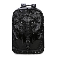 Sac à Bandoulière Éléphant en Silicone 3DPU pour Homme Sac à Dos d'Ordinateur à Fermeture Éclair Imperméable et Personnalité Cool en Polyester