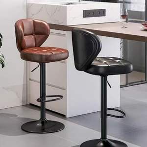 Tabourets <span class=keywords><strong>de</strong></span> <span class=keywords><strong>bar</strong></span> <span class=keywords><strong>de</strong></span> cuisine en cuir <span class=keywords><strong>de</strong></span> luxe moderne, banc haut réglable avec dossier pivotant, stable pour la maison, l'hôtel ou le salon - Product Image 5