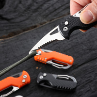 Couteau de sauvetage pliable mini portable en acier inoxydable pour la randonnée, l'escalade, le camping en plein air, avec porte-clés, couteau de poche de survie