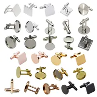 Özelleştirmek kol düğmeleri toptancı üreticisi Metal altın paslanmaz çelik gömlek boş taban 925 ayar gümüş erkekler için kol düğmeleri