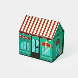 Dobrável Criativo Colorido Pequenas Nozes Cookies Chocolates Candy Christmas Box Cute House Shaped Xmas Gift Box Para Crianças