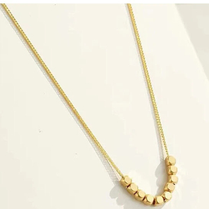 도매 고품질 여성용 우아한 럭셔리 변색 방지 정교한 사각 비즈 AU750 18k 금 목걸이 - Product Image 4