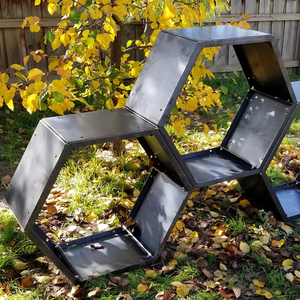 Étagère hexagonale créative d'extérieur en <span class=keywords><strong>bois</strong></span> et métal-couleur fer rouille, 30 pouces, design minimaliste personnalisable - Product Image 5