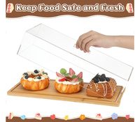 Support à gâteau rectangulaire avec couvercle Porte-assiette à gâteau en bambou Plateau à dessert à biscuits avec couvercle