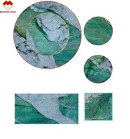Ensemble table basse en marbre moderne et luxueux en forme de goutte Bureau ovale en quartzite vert bordeaux botanique du Brésil pour la cuisine et l'hôtel