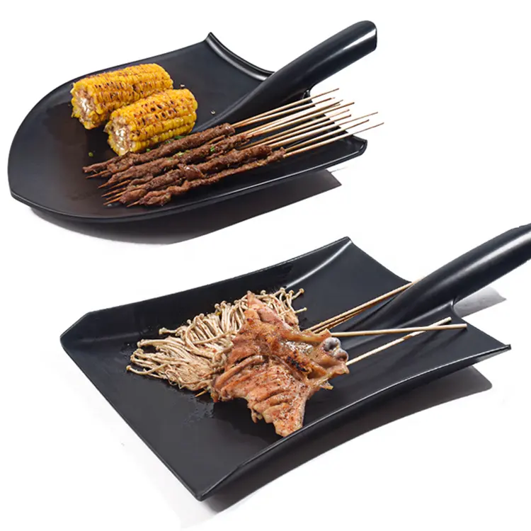 Lebensmittels icherheit Restaurant Geschirr Melamin Black Plate Japanische unzerbrechliche unregelmäßige Abendessen Food Pan