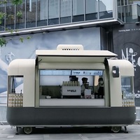 Camion de restauration mobile de luxe moderne, chariot à café minimaliste et épuré, remorque de traiteur escamotable résistante aux intempéries, kiosque de sourcing