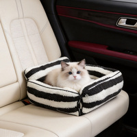 Jacquard-Gestreiftes Lammwoll-Modebett für Katzen und Hunde, Weiches Tragbares Waschbares Reise- und Heim-Sofa