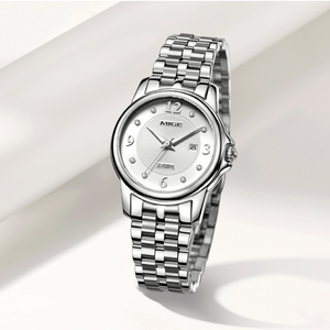 MIGE Elegant Women's Stainless Steel Watch 30mm Round Dial Analog Quartz Date Display Folding Clasp 3BAR Water Resistant - Product Image 5