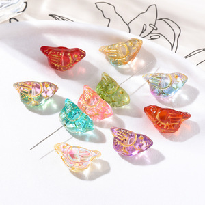 Czech Glass Gold Painted Dove Beads Small DIY Jewelry Accessories For Bracelet Phone Chain Keychain <b>Material</b> - Product Image 1