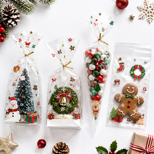 Custom Printed Clear OPP Christmas Candy Bags <strong>Transparent</strong> Gift Treat Packaging Bags with Twist Ties - Product Image 2