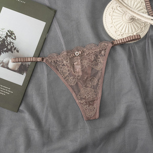 Tanga de Encaje Sexy para Mujer con Lazo, Tirantes Finos, Cintura Baja, Ropa Interior Femenina, Transpirable, Transparente, OEM ODM - Product Image 1