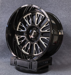 Jantes de camion 22x12 26x14 à déport négatif -44/-76, jantes profondes tout-terrain 6x5.5/6x135/8x170, noires pour Silverado 1500 2500 Ford F150 - Product Image 5