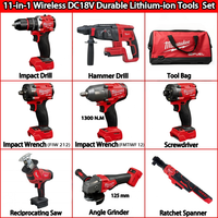 Vente directe d'usine, ensemble d'outils électriques 18V M-18 11-en-1, clé à chocs sans fil sans balais, kit d'outils multifonctionnel 12 pièces