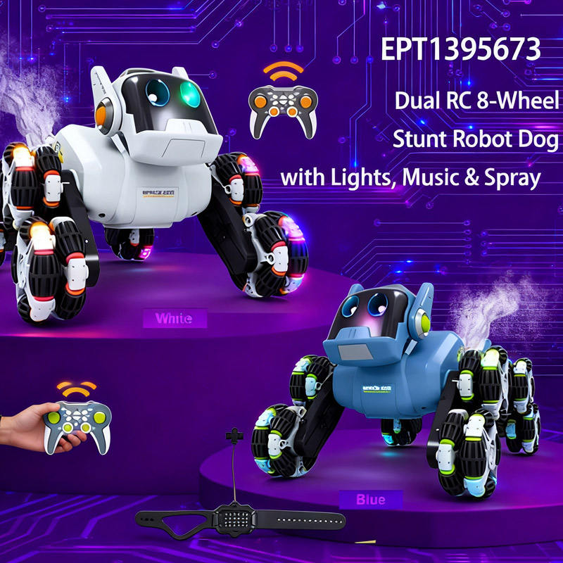 EPT1395673-Dual RC 8-Wheel Stunt Robot Dog (18pcs/ctn)