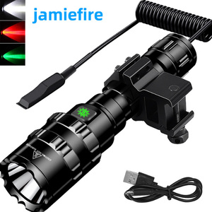 High Power Hunting Camping Compact LED Flashlight <b>USB</b> Rechargeable Waterproof Remote Pressure <b>Switch</b> and Color Filters - Product Image 4